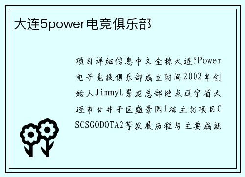 大连5power电竞俱乐部
